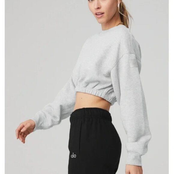 ALO Yoga Devotion pullover cropped sweatshirt gray XS - Picture 2 of 7